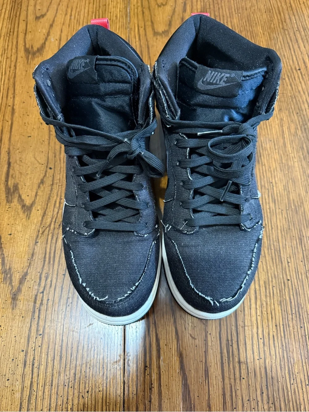 Nike dunk high comfort black denim 705434-001 ***Rare Find***